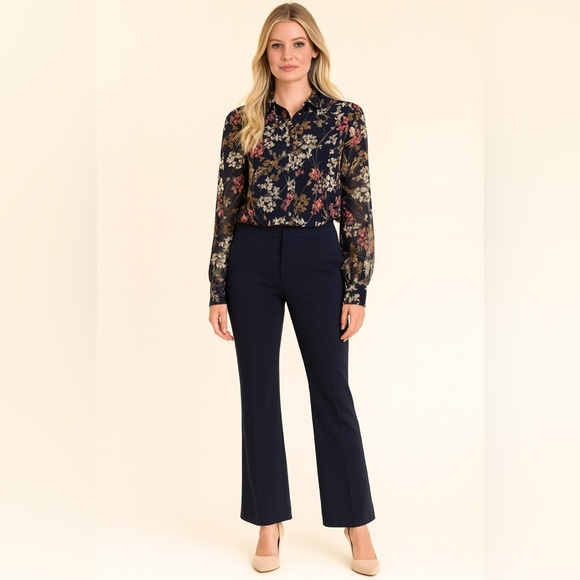 ONLY Navy floral daisy long sleeve blouse NWT - Picture 1 of 7